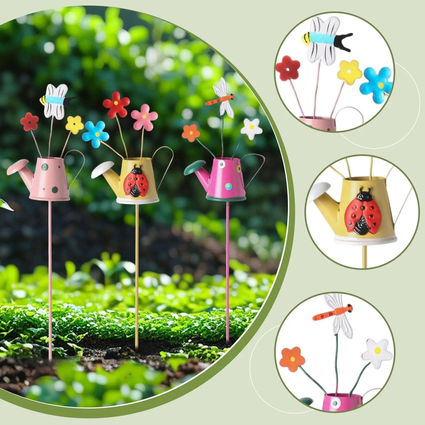 3x Flowerpot Garden Stakes