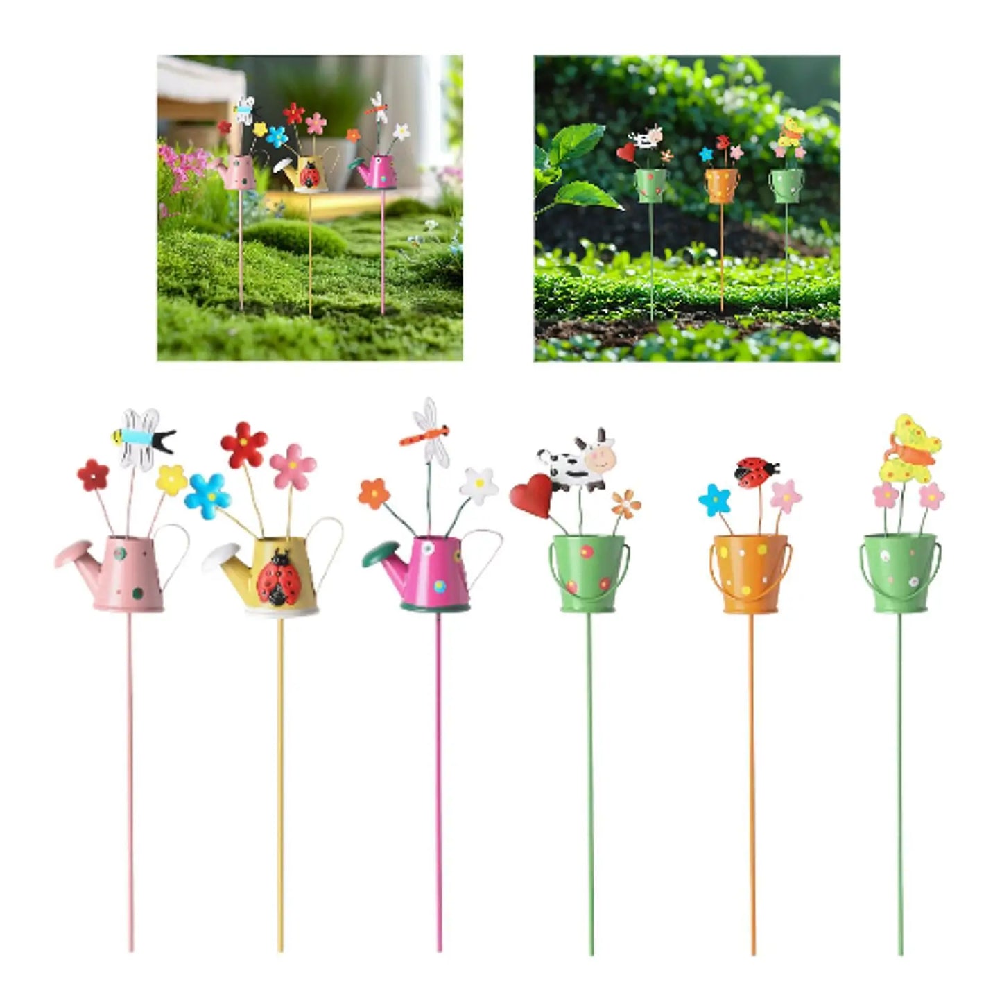 3x Flowerpot Garden Stakes