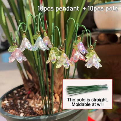 10pcs Lily Bloom Garden Stakes