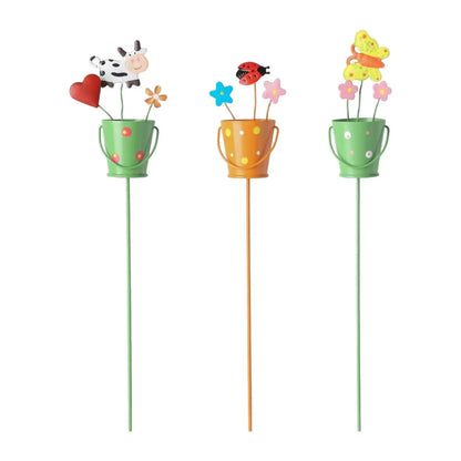 3x Flowerpot Garden Stakes